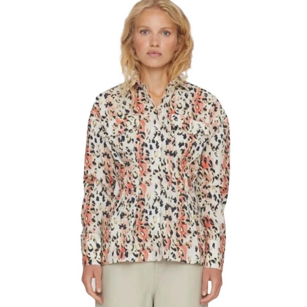 NEW Remain by Birger Christensen Charlotte Leopard Cotton Shirt Size S ( EU 36)
